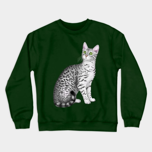 Egyptian Mau (Green Background) Crewneck Sweatshirt by illucalliart